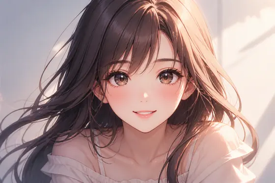 Anime — A cute young adult woman looking straight into the frame. (một cô gái dễ thương nhìn thẳng vào khung hình), kết quả ChatGPT.