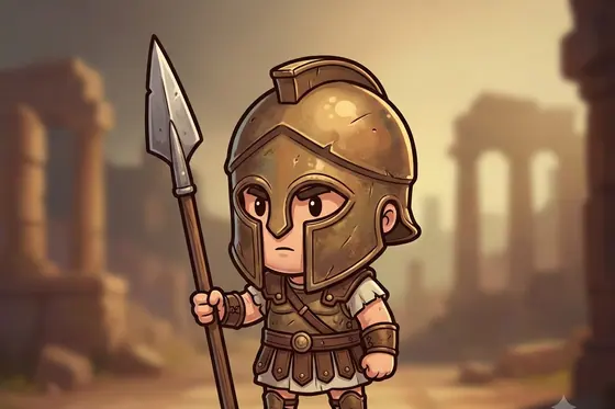 Chibi — A tiny ancient warrior with a big helmet holding a spear., kết quả Gemini.