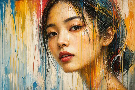 Dripping Paint — The face of a beautiful Vietnamese woman, kết quả ChatGPT.