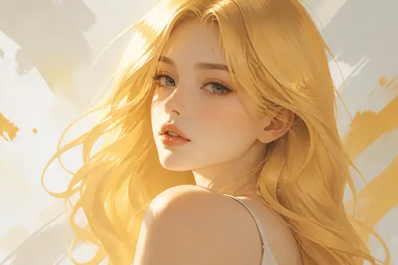 Illustration — A portrait of A young adult woman with yellow hair. (Chân dung một cô gái tóc vàng.), kết quả ChatGPT.