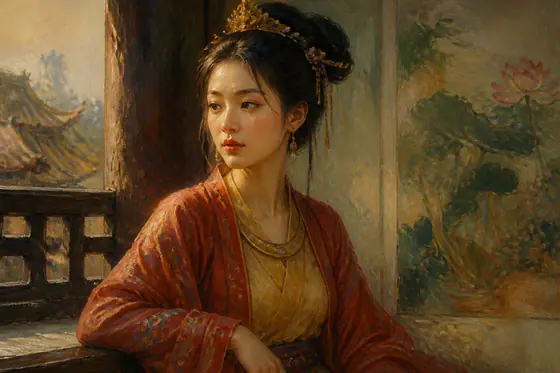 Oil Painting — A beautiful Vietnamese girl from the feudal era., kết quả ChatGPT.