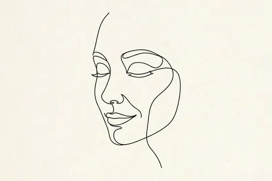 One Line Drawing — A serene face drawn with a continuous line., kết quả Gemini.
