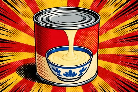 Pop Art — A can of Vietnamese condensed milk with bold comic colors., kết quả ChatGPT.
